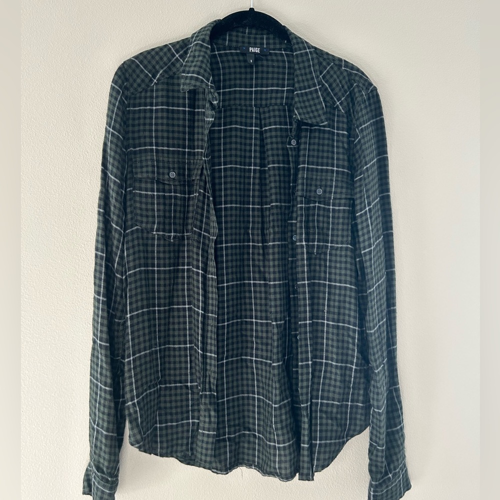 PAIGE Women’s Green Plaid Button Down